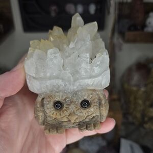 Quartz Cluster & Matrix Owl Crystal Buddy